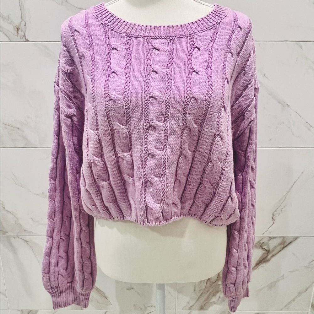 Le Lis Lavender Cable Knit Sweater
